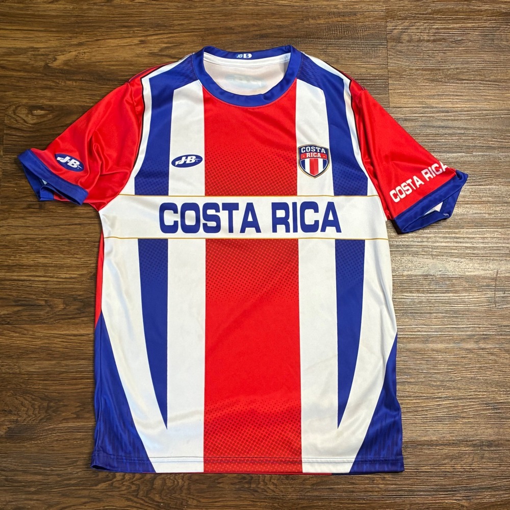 Costa Rica National Team Red White Striped Soccer Jersey Men's Small